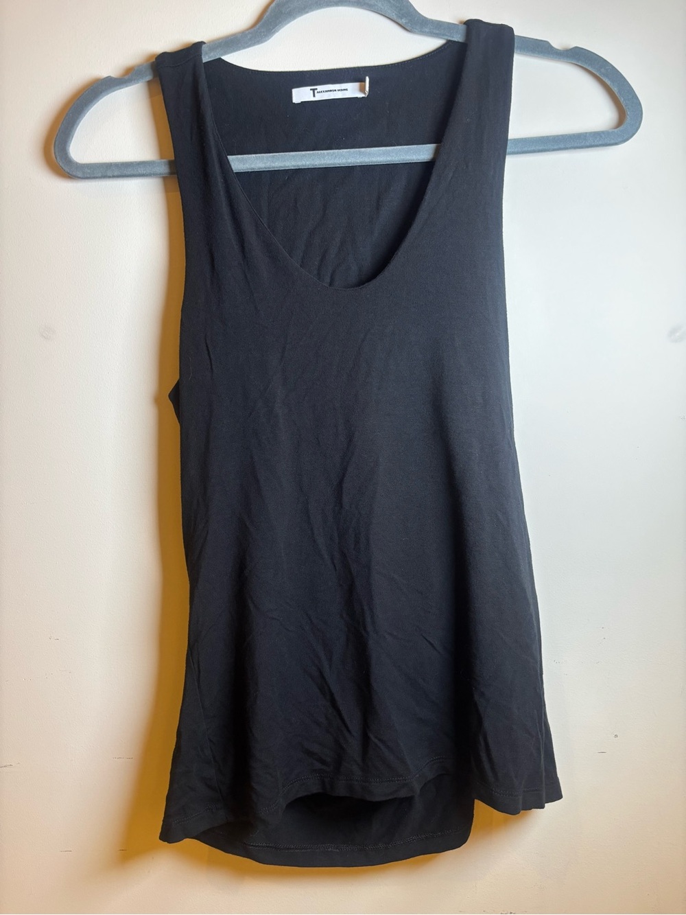 Alexander Wang Black Scoop Neck Tank with Cut-Out Back